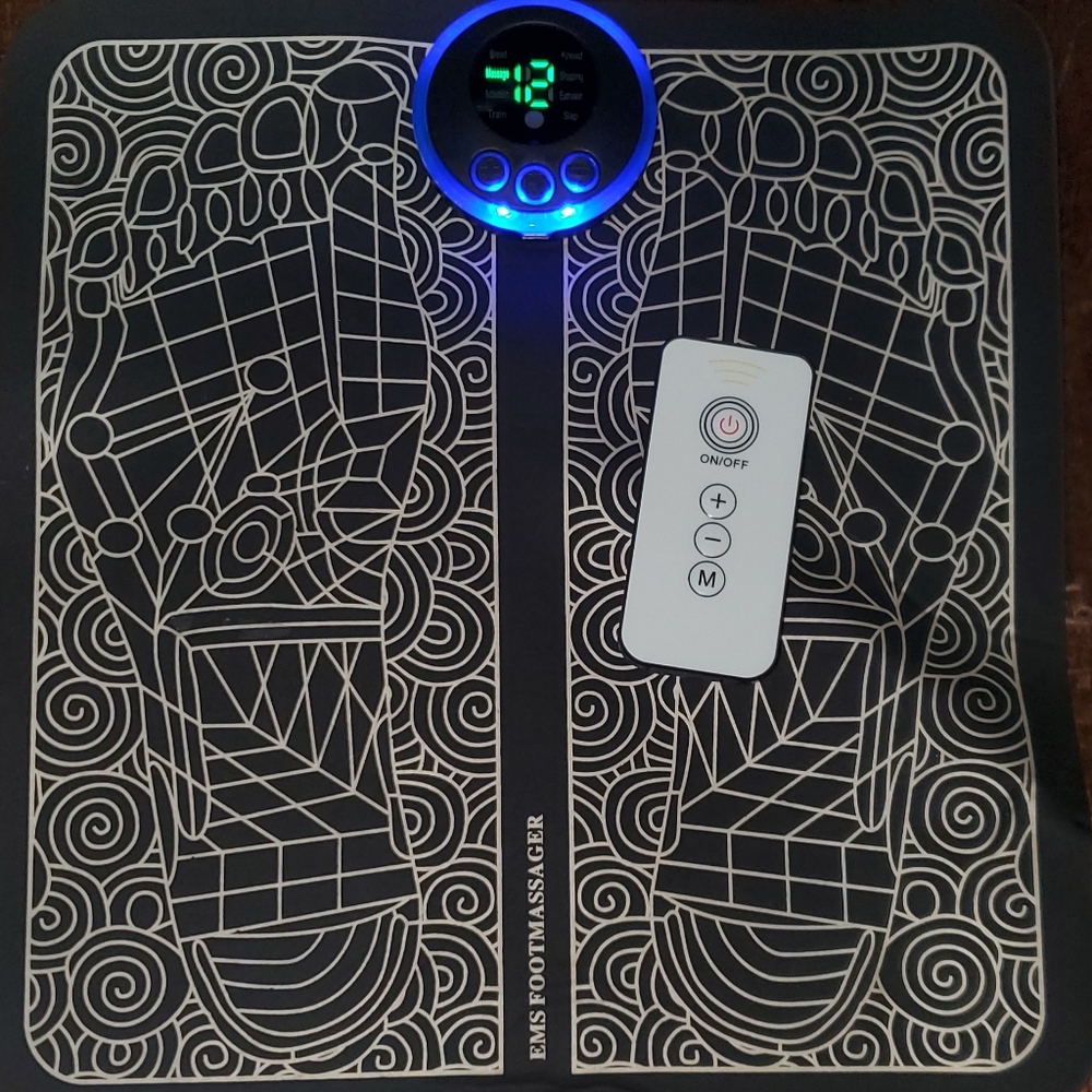 Black and White EMS Foot Massager with Remote